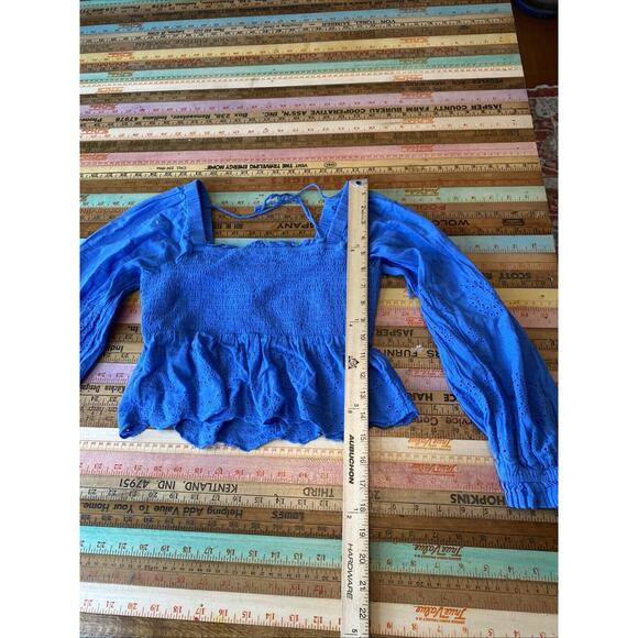 American Eagle S Lot of 2 Women's Tops Ruffle Crop Floral Shirts Peasant Smocked - Picture 8 of 10